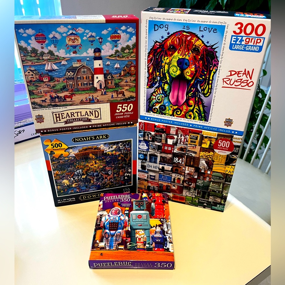 5 puzzles in total - Assorted brands & sizes - Dean Russo, Dowdle, Galison